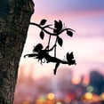 thumbnail image 5 of 【Gothic Elf Decor】Black Metal Wall Art - Outdoor Halloween Ornament for Garden, Yard, Patio | Swing Elf on Branch Steel Silhouette Statue, Gothic Party & Home Decor, 5 of 27