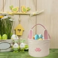 thumbnail image 5 of Twfbrm Easter Bunny Basket, Woven Easter Eggs Basket with Rabbit Ears, Reusable Decorative Fabric Storage Bucket with Handle Empty Easter Eggs Hunt Bag Cute Bunny Storage Bucket for Kids Girls Boys, 5 of 7