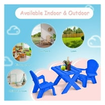 Kids Table and Chair Set - 3-Piece Plastic Play Set for Toddlers - Blue/Red - Durable PP Material - Lightweight & Stackable - Perfect for Learning, Arts & Crafts, Indoor & Outdoor Use