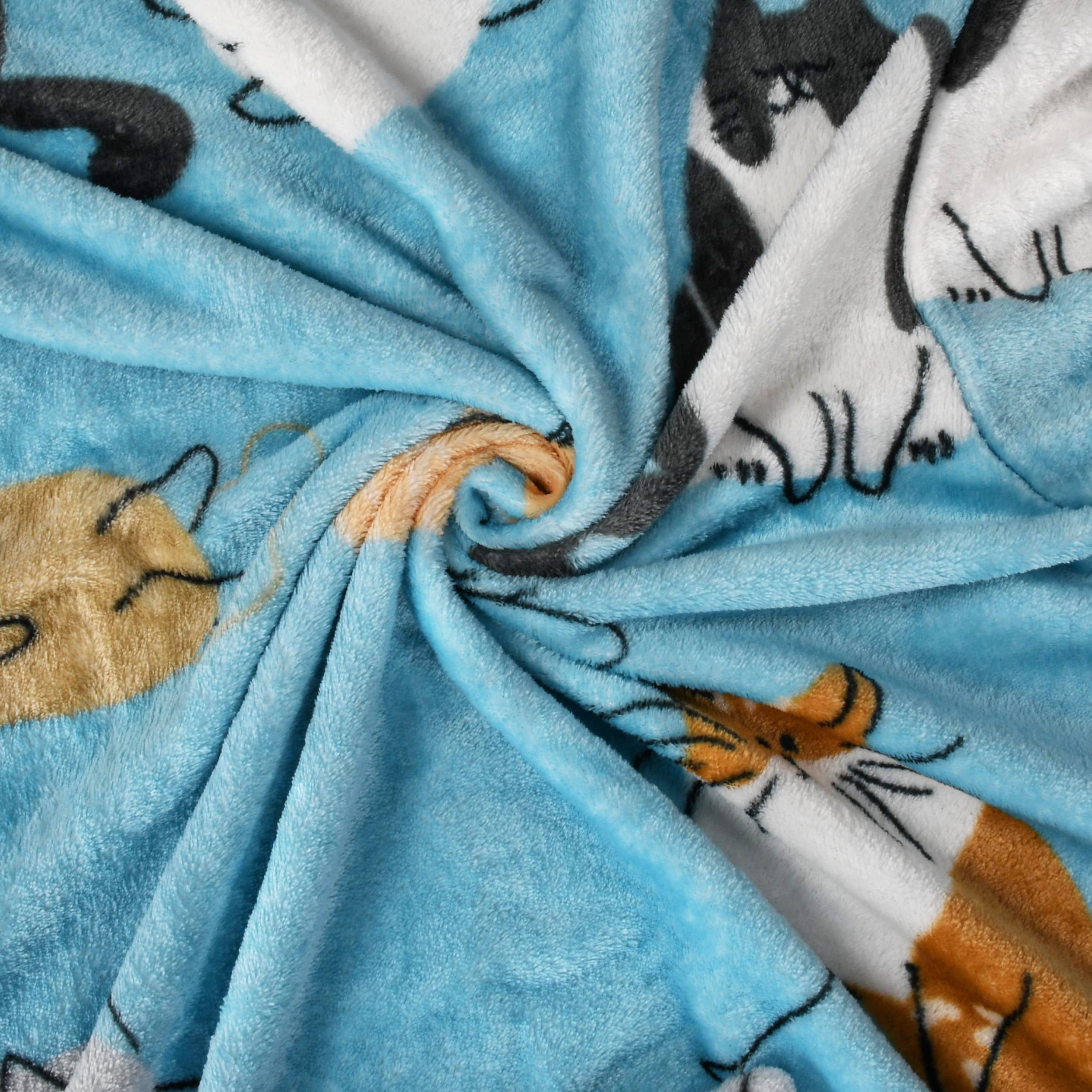 Catalonia Wearable Fleece Blanket with Sleeves and Foot Pockets for Adult Women and Men, Micro Plush Comfy Wrap Sleeved Throw Blanket Robe, Large, Blue Cat