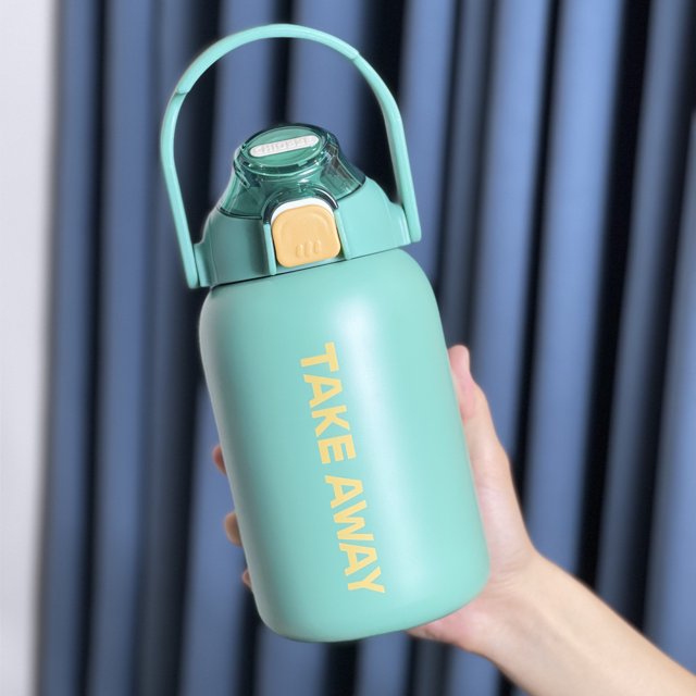Taza térmica portátil de gran capacidad de 850 ml con tapa elástica, olla portátil con pajita, taza térmica para exteriores