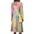 thumbnail image 4 of Long Sleeve Midi Dresses for Women V Neck Vintage Long Sleeve Work Casual Dress Elegant Holiday Party Dresses, 4 of 5