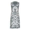 thumbnail image 4 of Sakmal Mid-Length Summer Dresses Gray V-Neck Sleeveless Loose Fit Graphic Slip Dress, 4 of 5