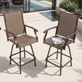 thumbnail image 2 of Nuu Garden Outdoor Swivel Bar Stool Set, 2 Piece Patio Seating Iron Bar Height Outdoor High Chairs with Armrests and Footrest, All-Weather Textilene, Brown, 2 of 9