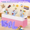 thumbnail image 6 of Extra Large Toy Box, Collapsible Sturdy Kids Toy Chest Storage Box with 3 Side bags and Removable Lids, 41"X14"X16"，large toy box ,Pink White, 6 of 10