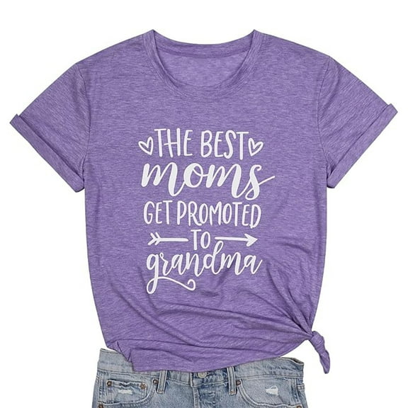 Vetement Femme ete 2025 Women's Casual Fashion Letter Printed Round Neck Pullover Short Sleeve T Shirt Women Plain Long Sleeve Shirts Long The Shirt Athletic Women Loose T Shirts Compression M