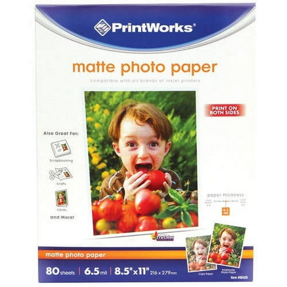 Printworks Matte Photo Paper, 6.5mil, 8.5" x 11", 80 Sheets
