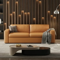 82.7'' Leather Sofa Couch Square Arm Upholstered Sofa, Mid-Century Modern Style Loveseat for Living Room and Small Space