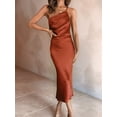 thumbnail image 6 of Women's Solid Mid-Waist Tie Hollow Off-Shoulder Mid-Length Dress, 6 of 8