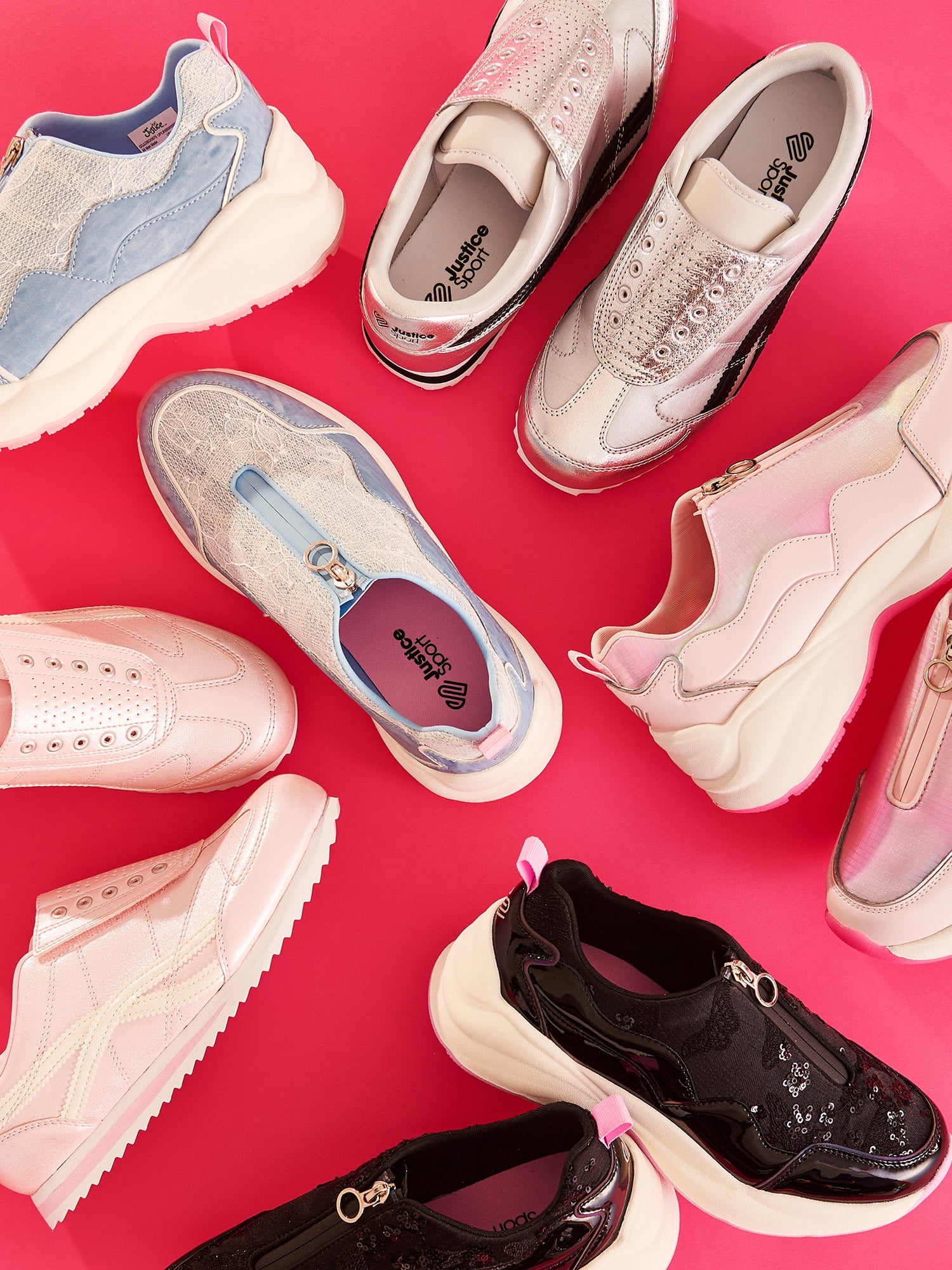 Justice Little and Big Girls Zip Sneakers
