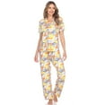 thumbnail image 2 of White Mark Women's Short Sleeve & Pants Tropical Pajama Set, 2 of 5