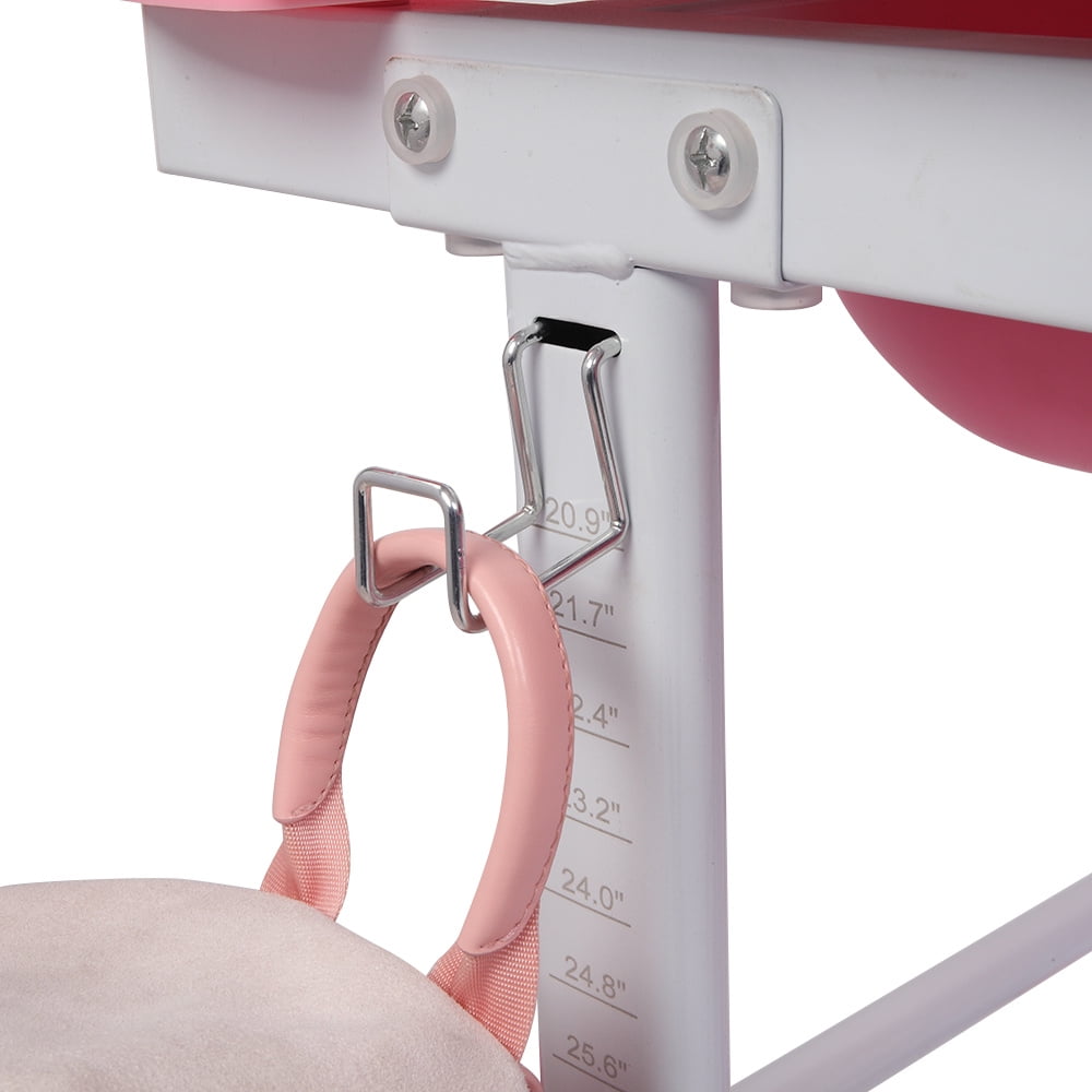 Kepooman Lifting Children Desk, Can Tilt Learning Table and Chairs Set with Reading Stand, Pink Kepooman Lifting Children Desk, Can Tilt Learning Table and Chairs Set with Reading Stand, Pink