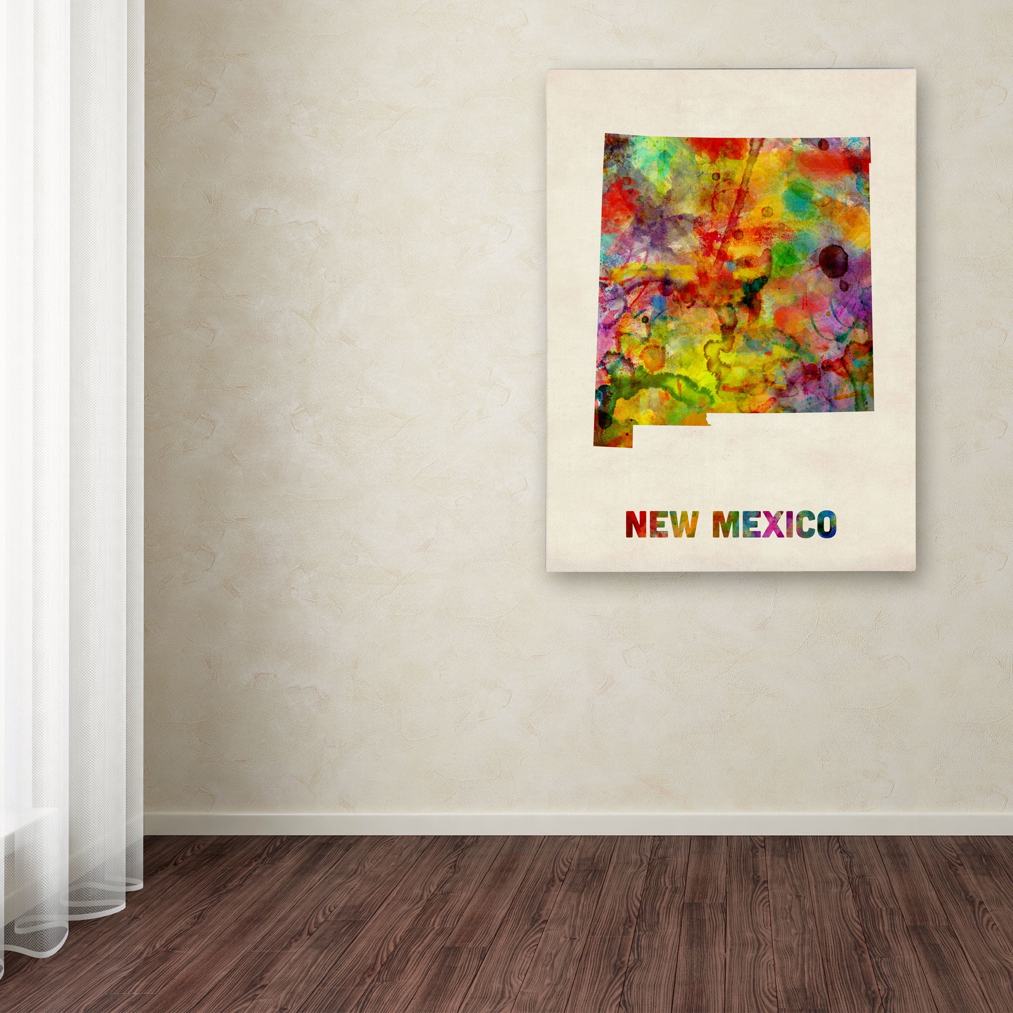 Trademark Fine Art "New Mexico Map" Canvas Wall Art by Michael Tompsett