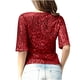 thumbnail image 3 of Fiudx Ofertas Del Día Moda Mujer Moda Media Manga Cuello Redondo Impreso Camiseta Blusa Lentejuelas Sueltas Tops, 3 of 6