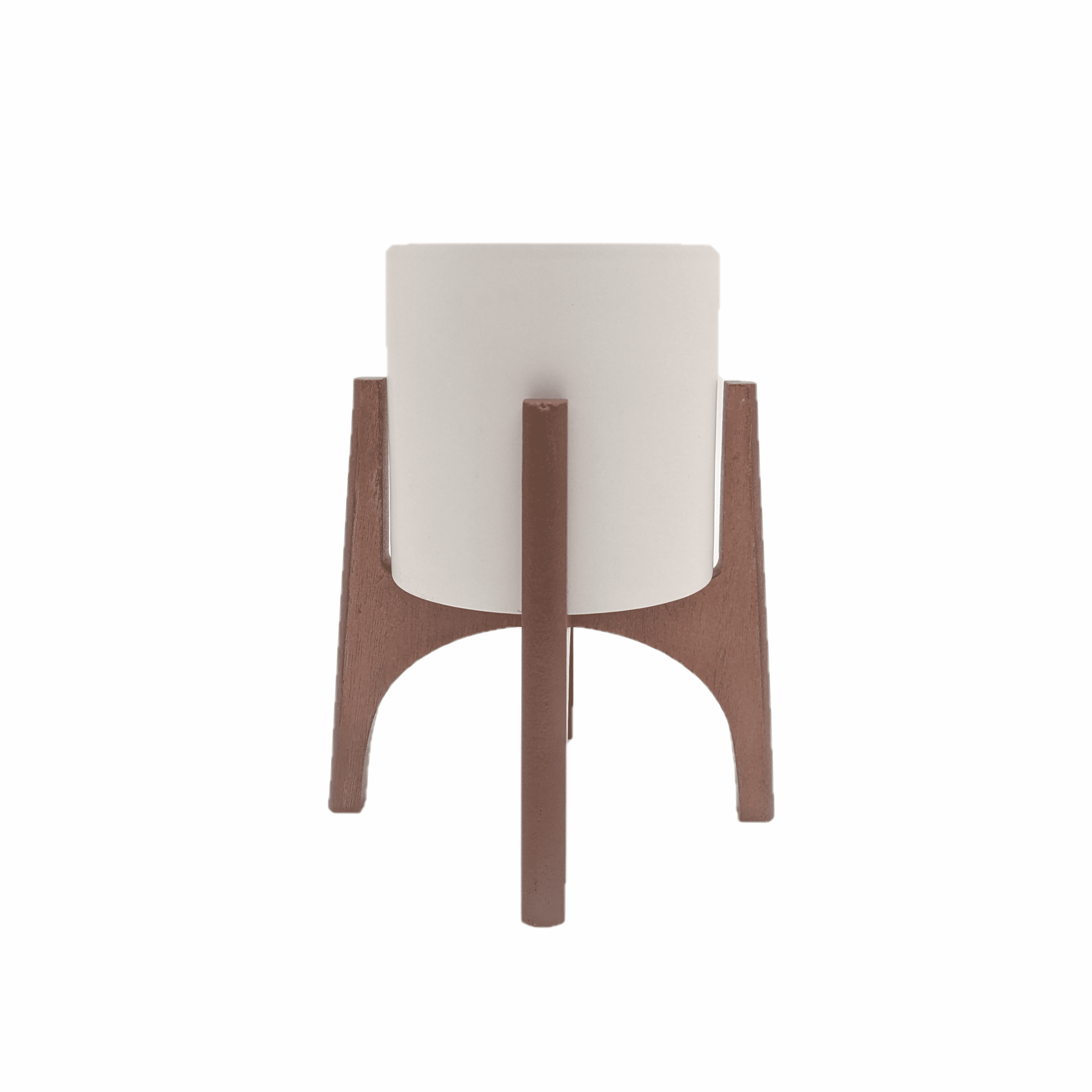 Mainstays White Ceramic Pot with Wood Stand, 4.25" x 4.25" x 7.25