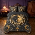 thumbnail image 3 of Homewish Black and Gold Full Size Bedding Sets, Hippie Sun and Moon Full Size Bed in a Bag, Stars Decor, Black Reversible 7 Pieces, 3 of 7