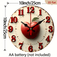 thumbnail image 3 of Vintage Red Apple Wall Clock, Rustic Farmhouse Style with 3D Fruit Design, Kitchen & Dining Room Decor, Charming Timepiece for Country Home & Fruit Lovers, 3 of 7