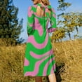 thumbnail image 5 of Pink Green Swirl Abstract Design Dress Summer Dresses Woman Street Style Big Size Casual Dress, 5 of 9