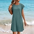 thumbnail image 2 of Horkkom T Shirt Dress Women Mini Short Sleeve Solid Color Summer Dresses Beach Vacation Sundresses, S-2XL, 2 of 6
