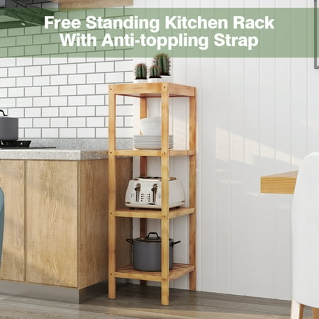 Corner Shelf Unit Langria 4 Tier Bamboo Shelf Multi Function