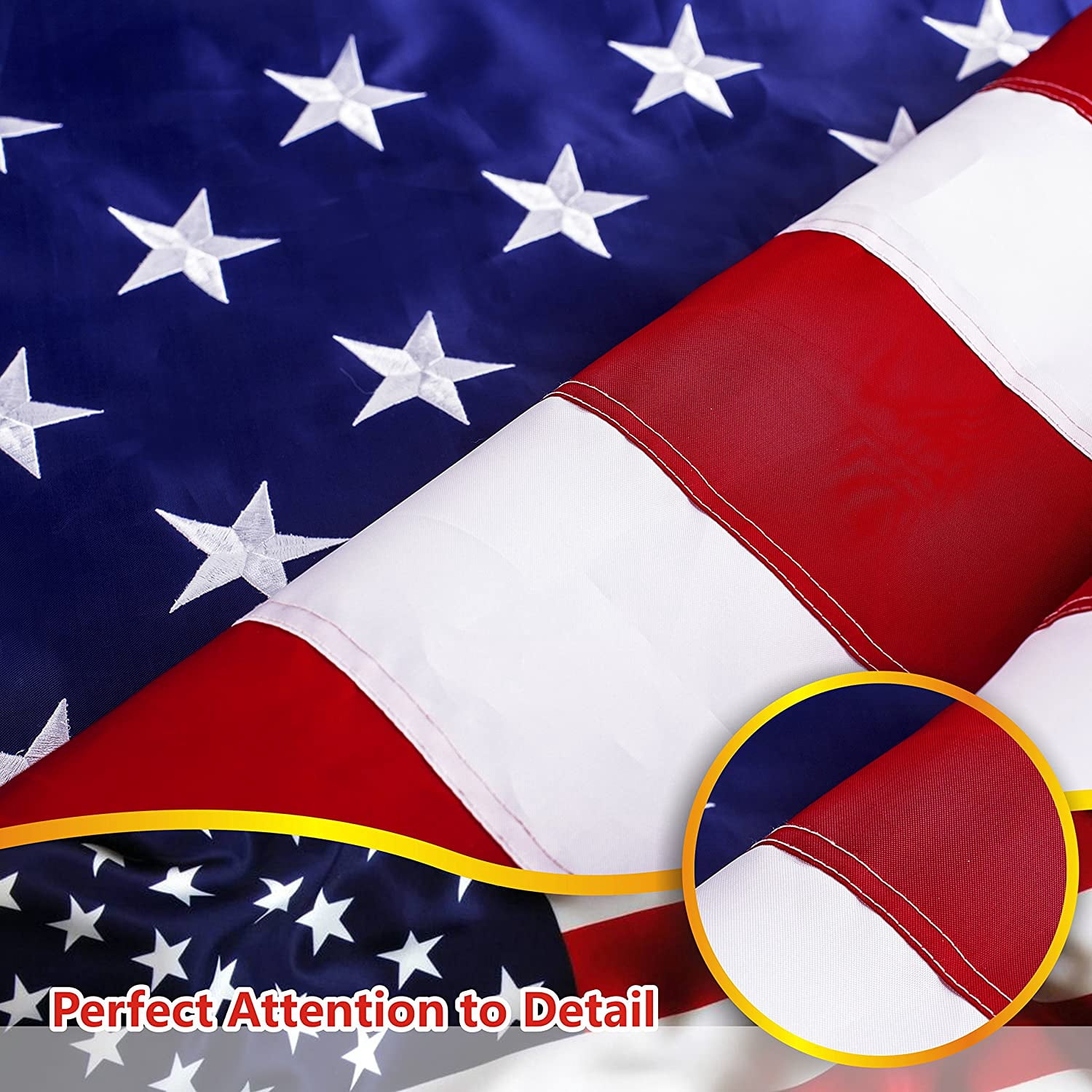 Jetlifee 8x12 Ft US Flag 210D Polyester American Flag Emboridered Stars, Sewn Stripes, Deluxe Fast-Dry, All-Weather USA Flag for Indoor and Outdoor