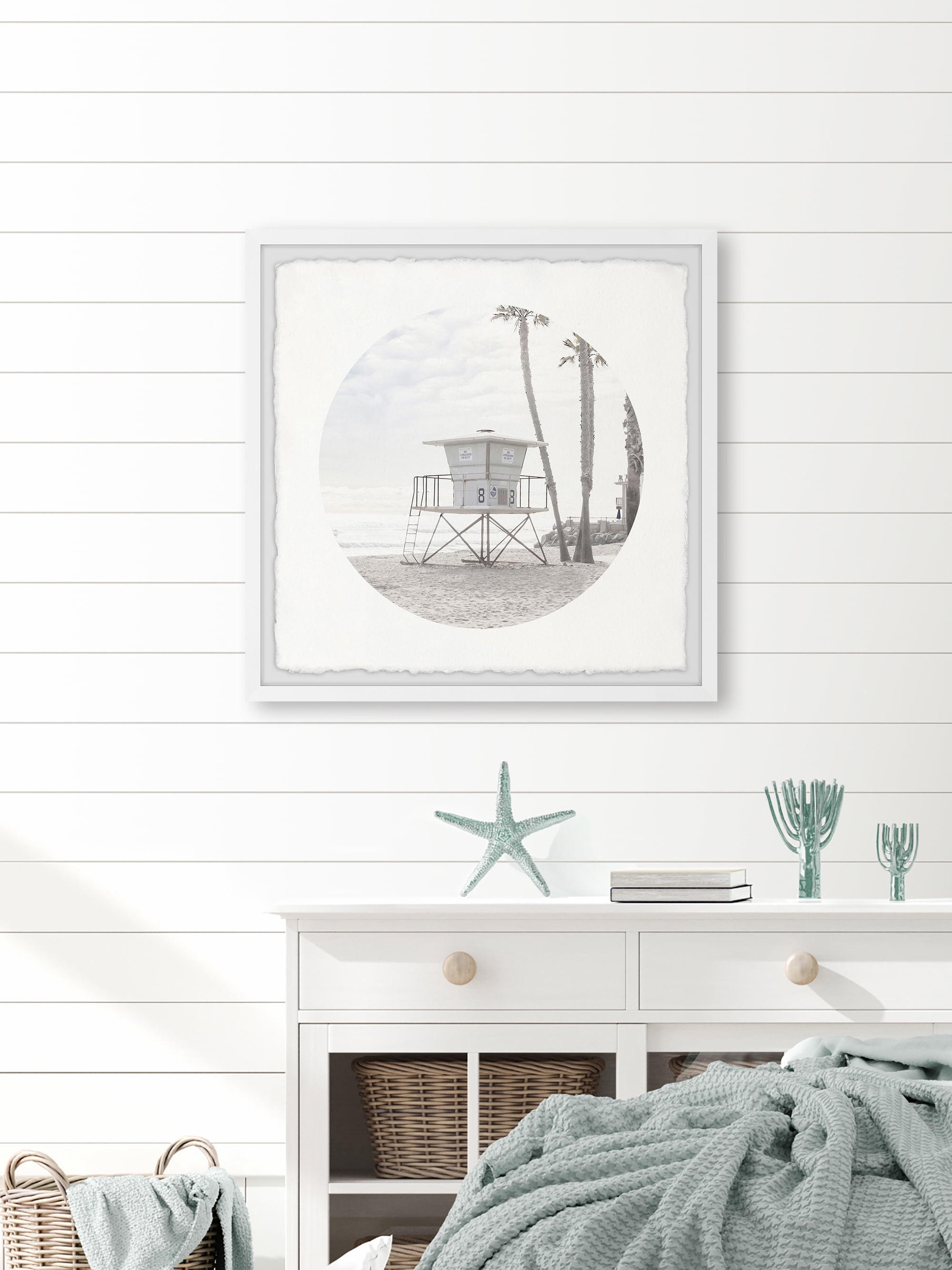 Marmont Hill Sand Beach Tower Framed Wall Art, 32" x 32"
