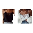 thumbnail image 2 of Mujeres Encaje Patchwork Espagueti Correa Chaleco Sin mangas Gasa Cuello en V Cami Top Sweethay FS10872-01, 2 of 7