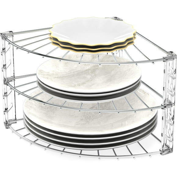 Organizador de esquina para artículos de hogar sencillos, 3 niveles, cromado