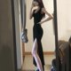 thumbnail image 2 of Vestido Rimocy sexy con tirantes finos y abertura alta para mujer, vestido negro ajustado de verano 2024, vestido largo de fiesta sin mangas para mujer, 2 of 6