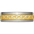 thumbnail image 3 of Titanium 7mm Yellow Ip-Plated X Design Grooved Satin Band (Size 8) Made In China tb244-8, 3 of 5