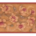 thumbnail image 1 of Beurre Fleurs Magenta Beige Papier Peint Floral Bordure Design Rétro, Rouleau 15' x 7'', 1 of 3