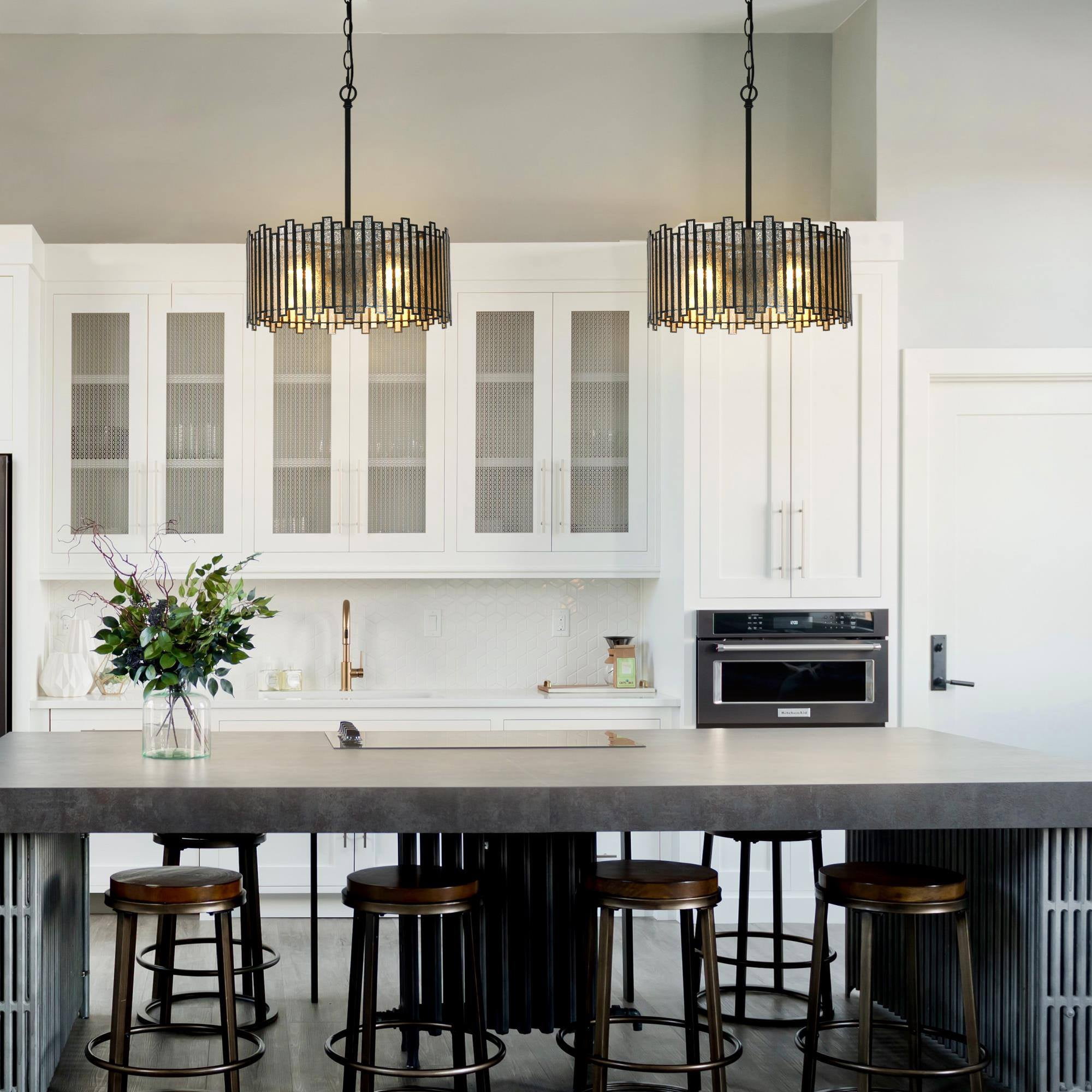 LNC Hemaaolay 4-Light Matte Black Modern/Contemporary Led Chandelier