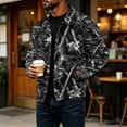 thumbnail image 5 of GrmtClth Autumn Mens Leaf Camo Heritage Trucker Jacket Long Sleeve Snap Buttons Relaxed Cut Road Trip Leisure Outerwear Black 2XL, 5 of 7