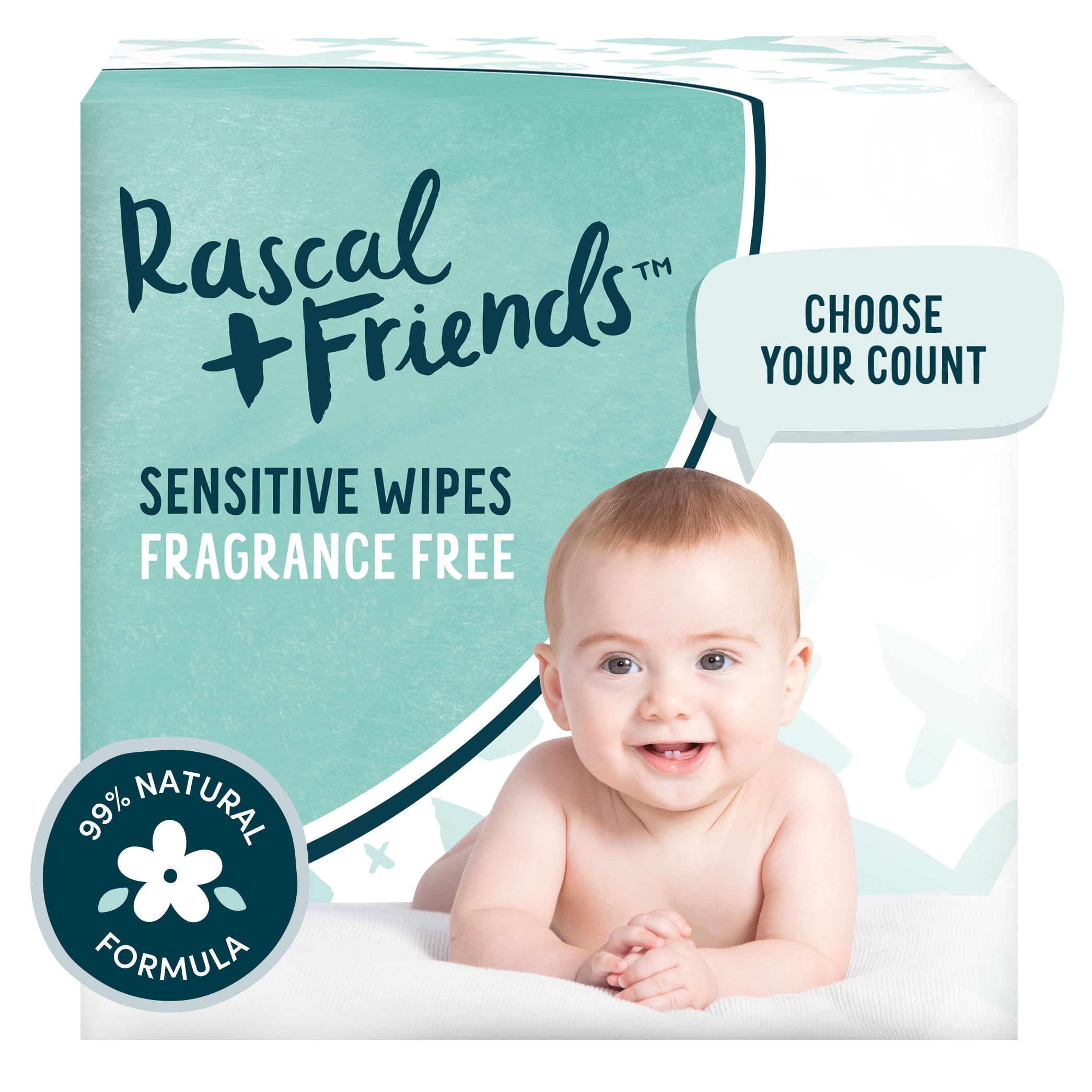 Rascal + Friends Sensitive Baby Wipes, 216 Count