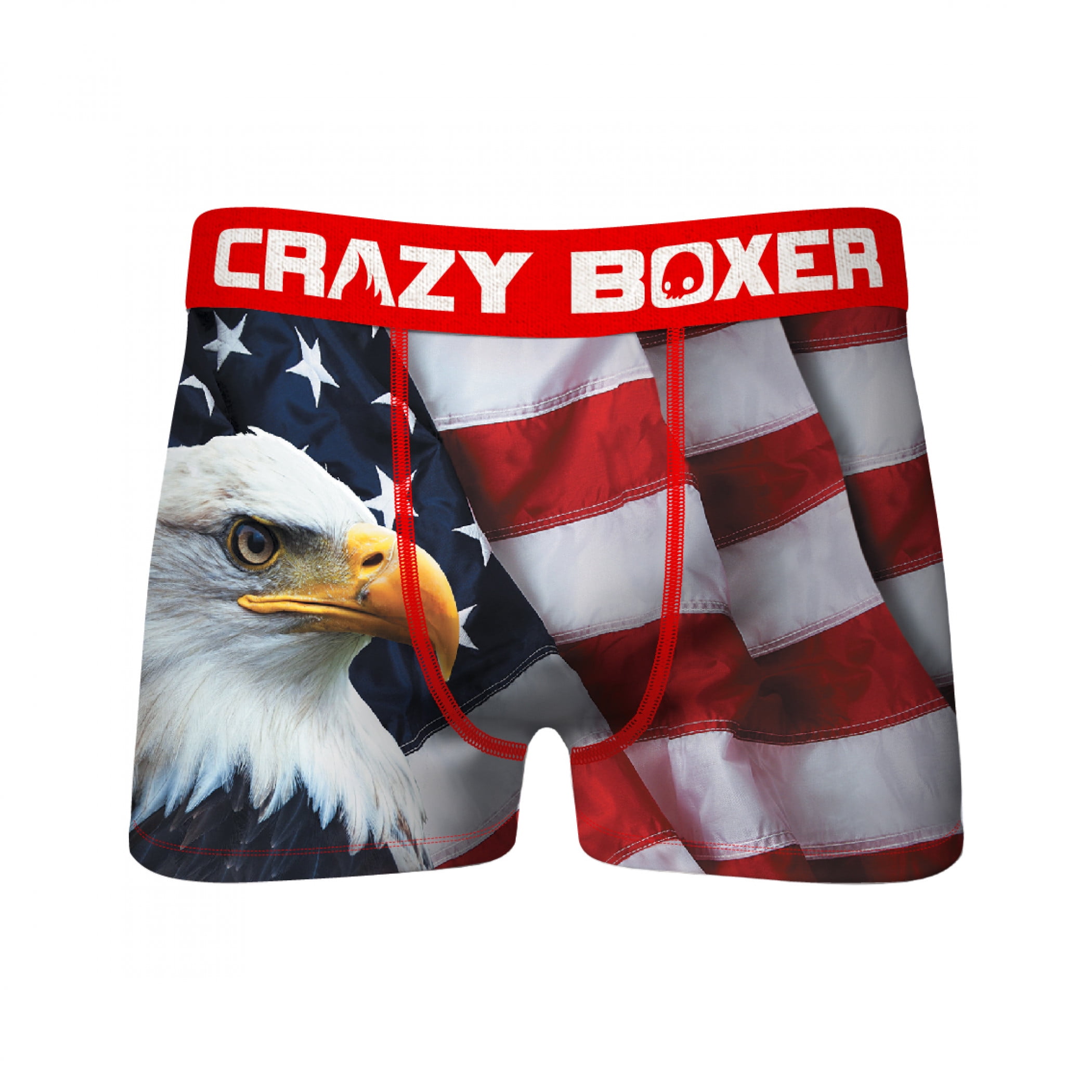 Mens 2-Pack Boxer Briefs Polyester Underwear Trunk Underwear with American Skull Design