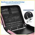 thumbnail image 4 of Zipper Binder with Shoulder Strap 2 inch 3 Ring Waterproof File Folder Organizer Bag 500 Sheet Pink Dreamy Heart, 4 of 8