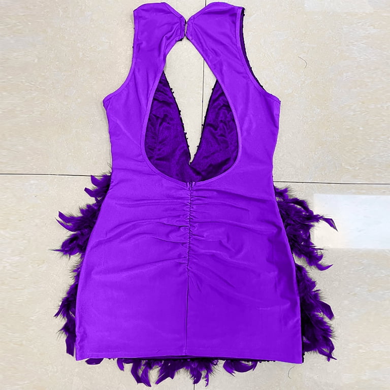 purple glitter fringe dress Purple Velvet V-Neck Dress – fringe co main image 0