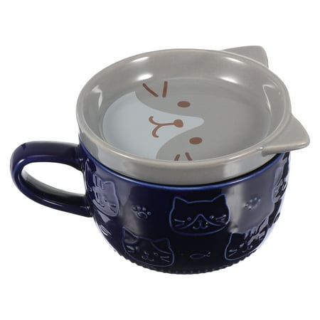 

1pc Practical Cartoon Cat Mug Cartoon Cat Shaped Ceramic Cup with Lid Milk Cup