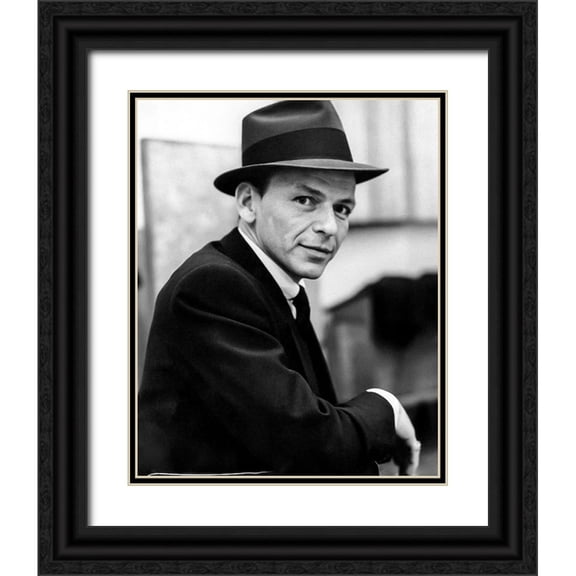 Vintage Hollywood Archive 12x14 Black Ornate Wood Framed with Double Matting Museum Art Print Titled - Frank Sinatra, 1957 III