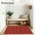 thumbnail image 3 of ODIKA 4'x6' Machine Washable Non-Slip Area Rug, Snowy Pine Forest Evergreen Branch Indoor Holiday Design High Traffic Rug with Pad, Red, 611419, 3 of 8