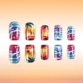 thumbnail image 5 of Yoyauz 24 Pieces Of Colorful Pressed Nails, Complete Set Of Square Spring And Summer Fake Nails With Sunset Ocean Coconut Tree Pattern, Women Can Reuse And Stick On Nails, 5 of 8
