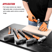 WINMAX AUTOMOTIVE TOOLS 5 Pieces Hammer Set Cross Pein Hammer Ball Pein Hammer Rubber Mallet