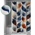 thumbnail image 3 of 54x78 Inch Shower Curtain Decorative Navy Blue Burnt Orange Bathtub Bath Curtains Fabric Waterproof Bathroom Decor Abstract Palm Leaf Botanical Small Stall Shower Curtain Set with 12 Hooks, 3 of 6
