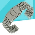 thumbnail image 2 of 22mm Shark Mesh Stainless Steel Watch Band Strap Folding Clasp Watchband (Long Pattern Silver), 2 of 6