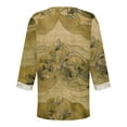 thumbnail image 5 of Dreluolixuan Womens Tunic Tops 3/4 Sleeve Tees V Neck Blouses Graphic Vintage Shirts Lace Trim Patchwork Pullover Casual Summer Vacation 2024 Fashion Trendy Clothing Yellow S, 5 of 5