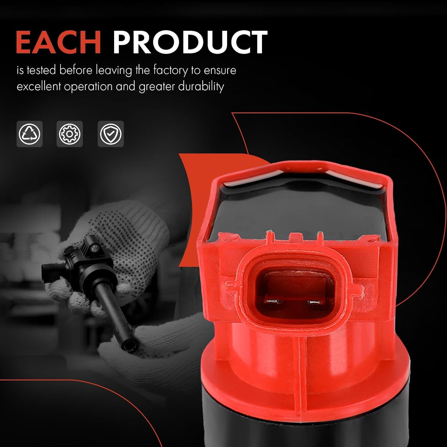 A-Premium (Red) Engine Ignition Coil Pack Compatible with Hyundai Sonata, Santa Fe Sport, Tucson, Genesis, Equus & Kia Optima, Sorento, Forte5, Forte Koup, Sportage, Borrego, K900, Rondo, 4-PC Set