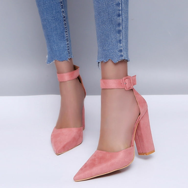 Pink floral outlet block heels