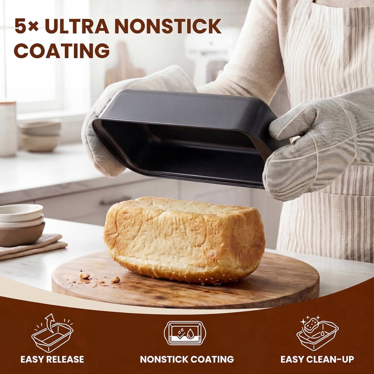 Kikcoin 4-Piece Nonstick Carbon Steel Loaf Pans, 9" x 5" photo 4