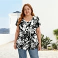 thumbnail image 6 of Womens Summer Blouses V Neck Loose Dressy Shirts Petal Short Sleeve Plus Size Tunic Tops, 6 of 7