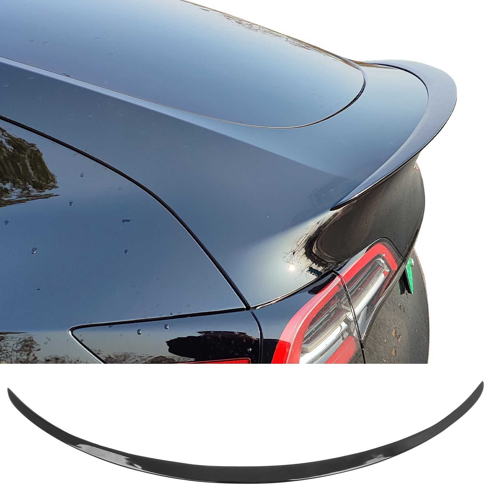 Ikon Motorsports Rear Trunk Spoiler for 2020-2025 Tesla Model Y, Rear Trunk Lip Spoiler Wing OE Style ABS Plastic Gloss Black